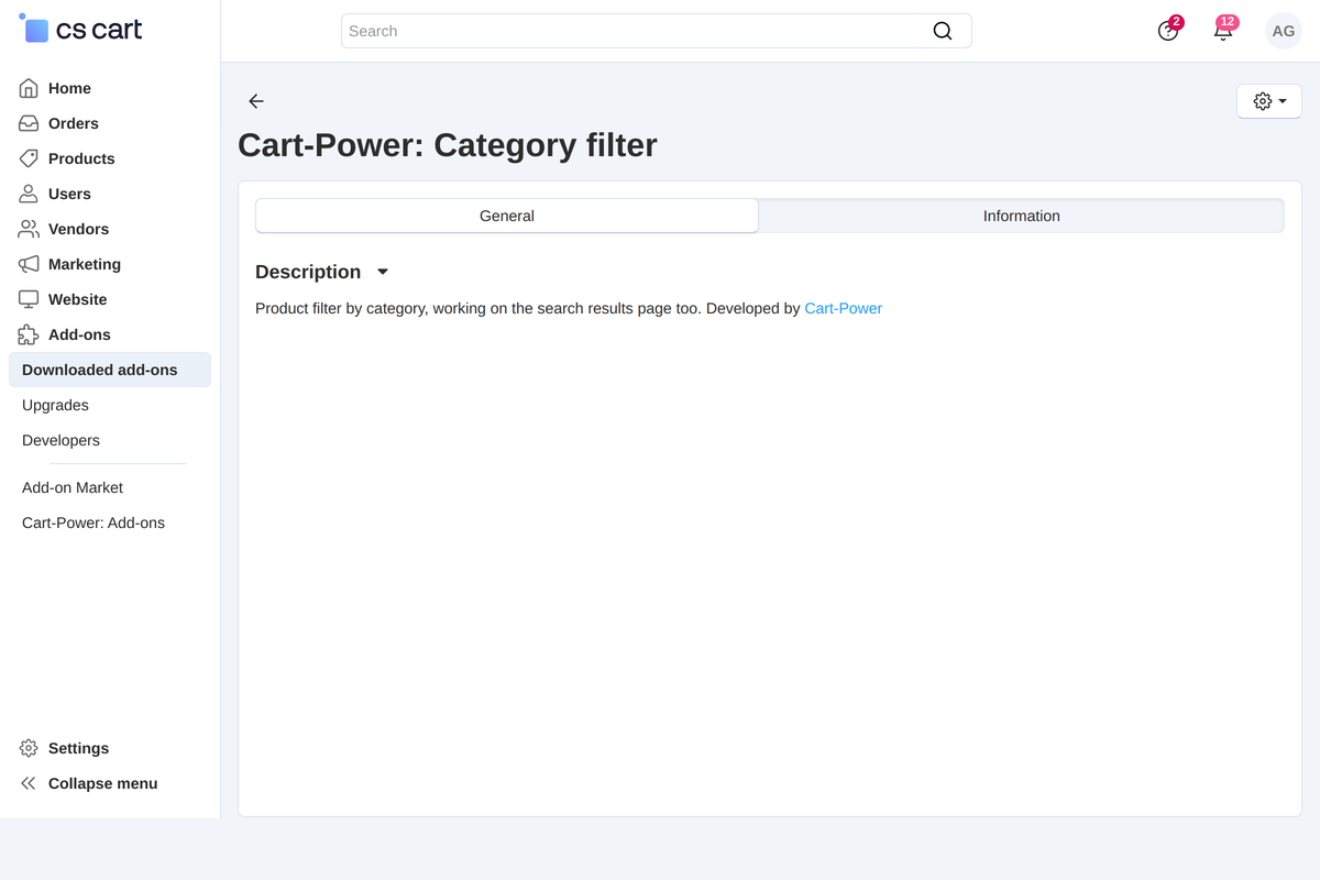 The add-on card in the list of add-ons: nothing to configure, it works as soon as it is enabled.