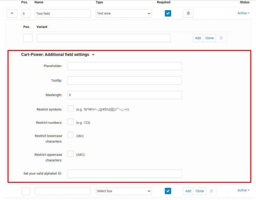 The new «Heading/Section» field type