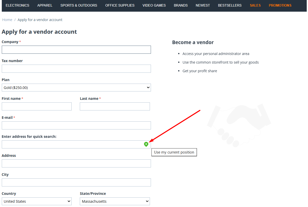 Address fields filled automatically