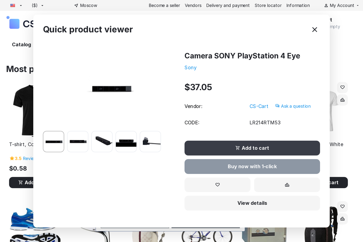 The eye icon opens the product in the quick view window without leaving the results.