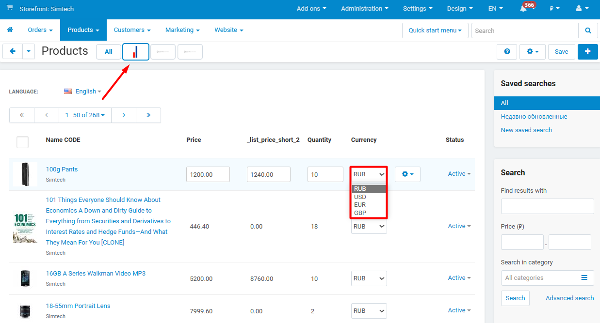 Setting a product price in a non-primary currency