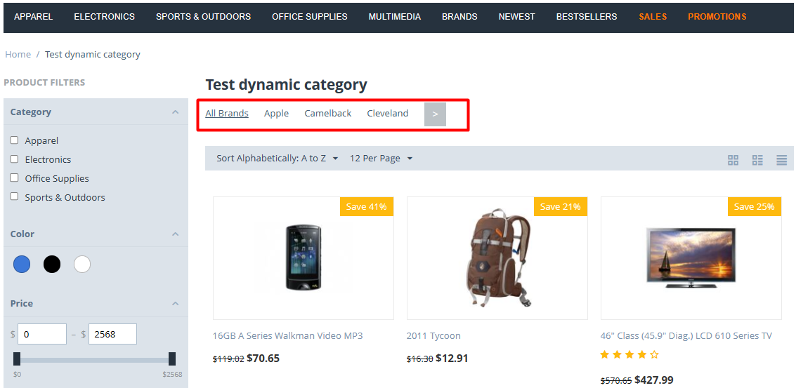 Grouping products inside the section