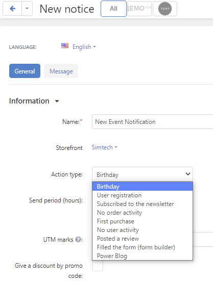 Event-based email templates