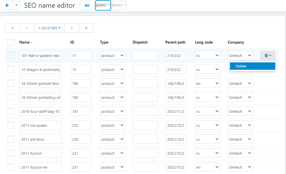 List of 301 redirects