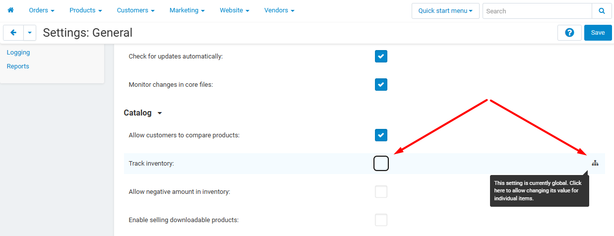 The setting on a product page