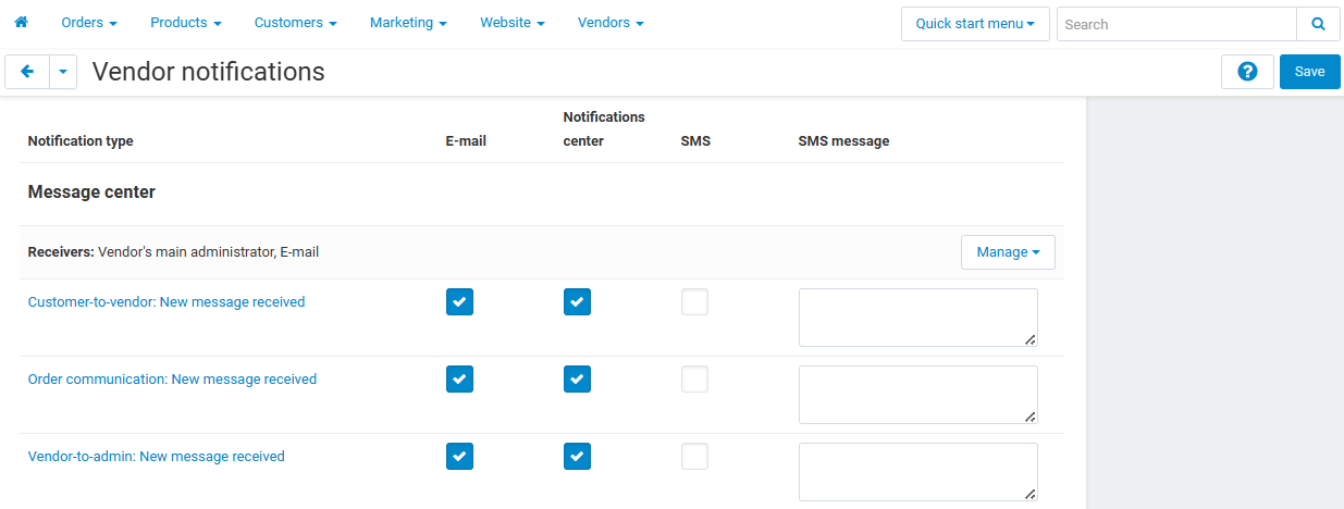 Log of sent notifications