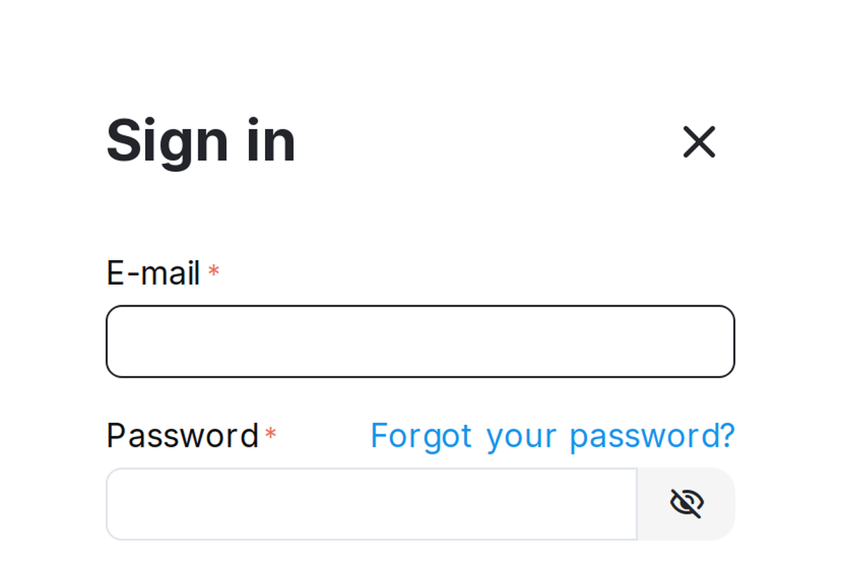 The sign-in pop-up: the button is there too, not only on a page of its own.