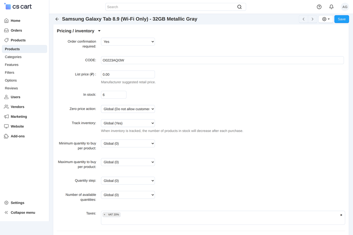 The "Order confirmation required" field on the product page in the control panel.