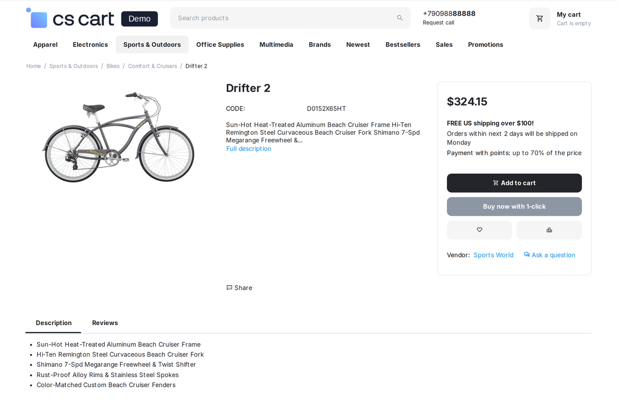 The product page on the storefront: the customer sees in advance what share of the price points will cover.