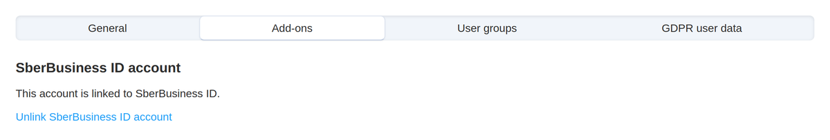 The customer profile in the panel: the link is visible and unlinking takes one button.