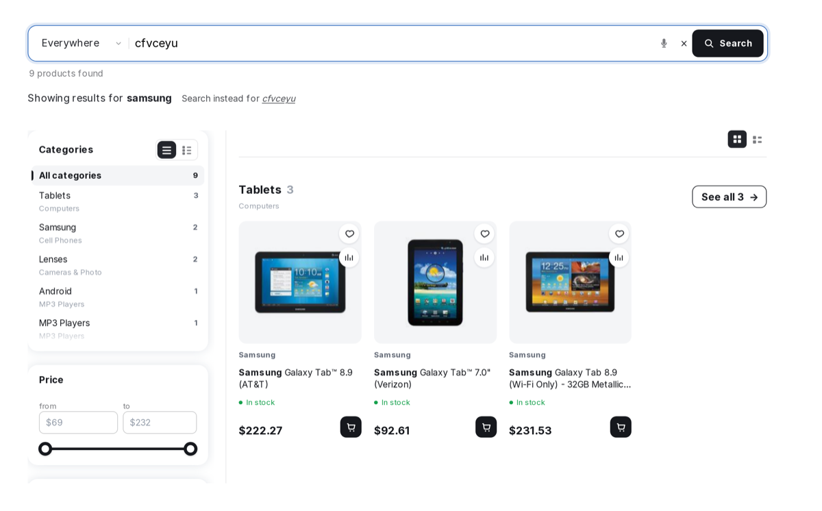 Wrong keyboard layout: cfvceyu is «samsung» typed on a Russian layout. 9 products found.