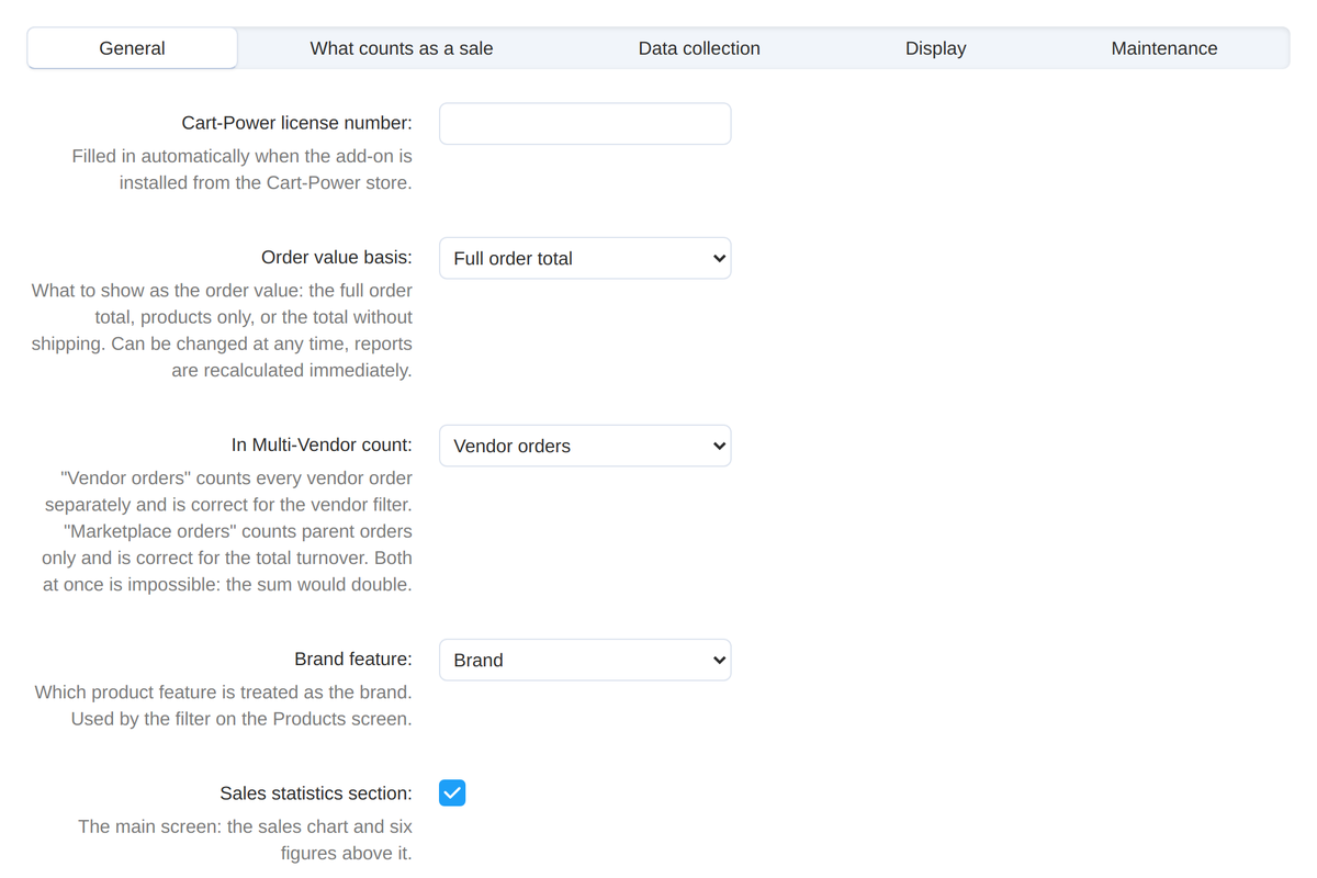 The dashboard widget: revenue, orders and a 30-day chart.