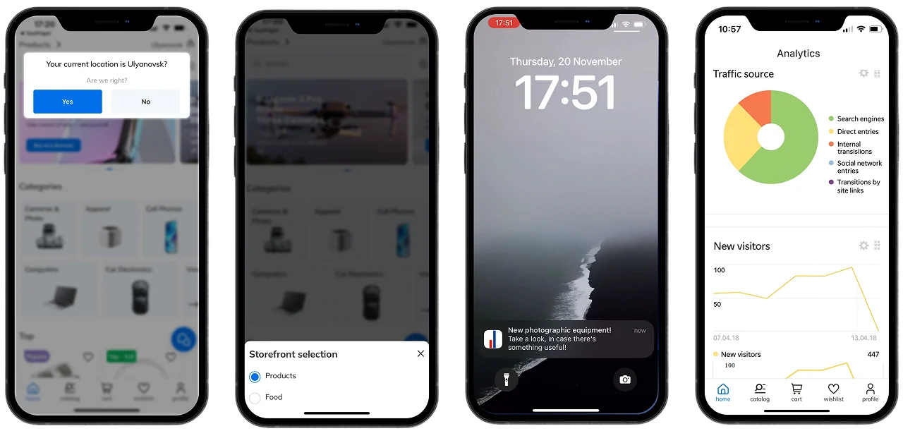 Push on the lock screen, region detection, storefront picker and analytics