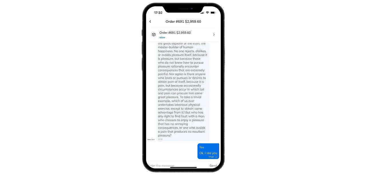 Vendor and customer messaging inside the app