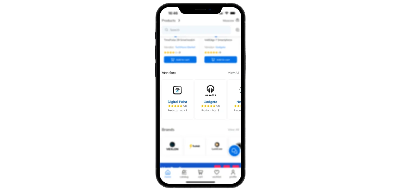 Vendor and brand blocks on the home screen