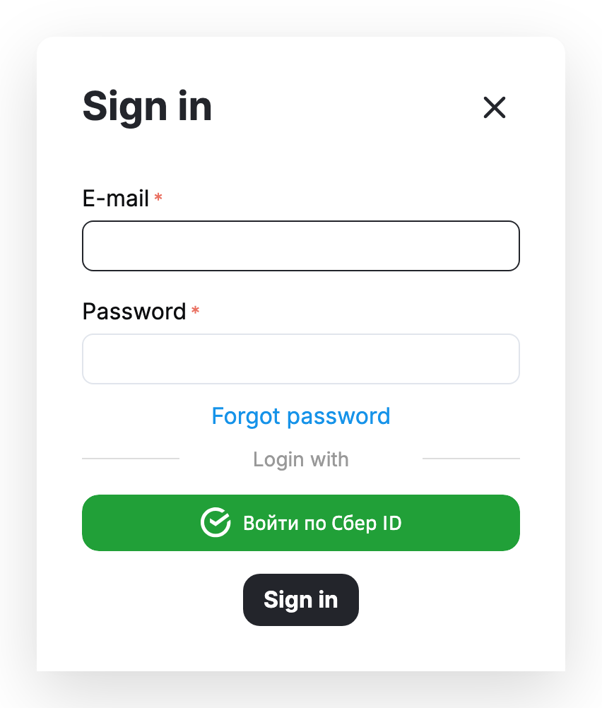 The sign-in window in the store header