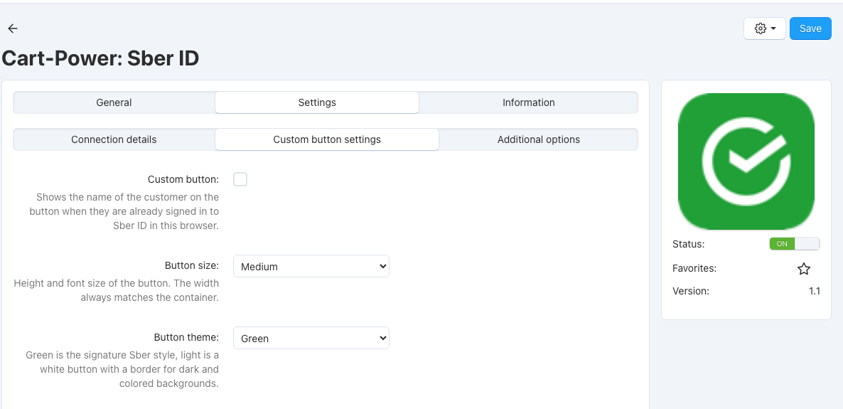 Connection settings: Client ID, Client Secret and the certificate