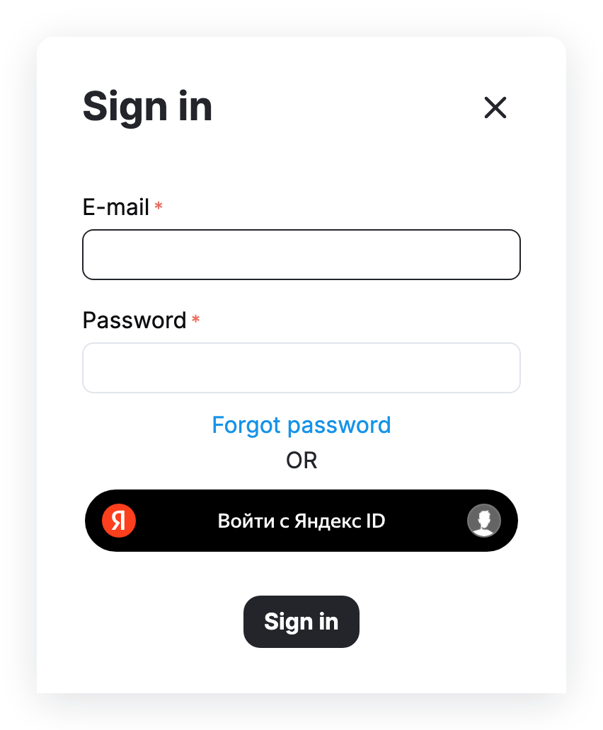 «Sign in with Yandex ID» button on the storefront